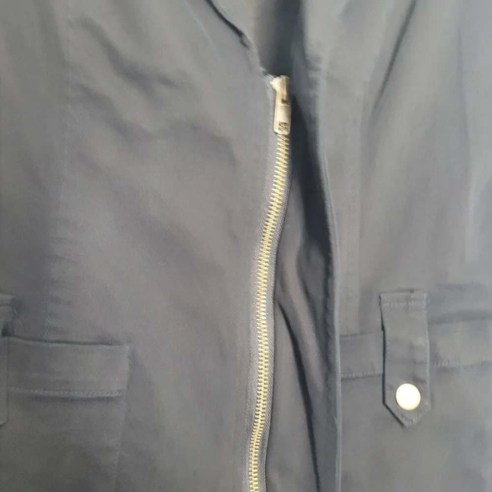 Simply Noelle black zip front pockets classic fall cotton timeless jacket xs NWT